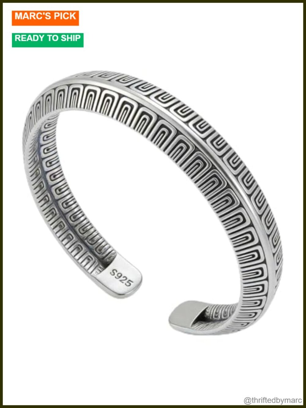 Sterling Silver Open Cuff Bangle Bracelet Adjustable Gift for Men
